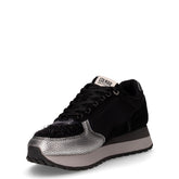 Travis sparkle 113 sneaker in tessuto e pelle nero argento | Boscaini Scarpe