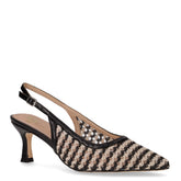 Slingback in rafia ed pelle con tacco nero | Boscaini Scarpe