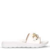 Ciabatta con catena platino bianco | Boscaini Scarpe