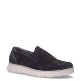 Mocassino slip on in pelle scamosciata traforata blu | Boscaini Scarpe