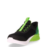 Microspec Max Brisk Stripe sneaker in tessuto ed ecopelle bambino nero lime | Boscaini Scarpe