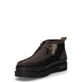 Wallabee polacchino sportivo in tessuto e pelle nero | Boscaini Scarpe