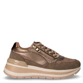 Sneaker in ecopelle con zeppa taupe | Boscaini Scarpe