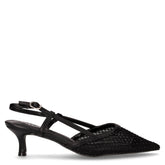 Slingback in ecopelle e tessuto con tacco nero | Boscaini Scarpe