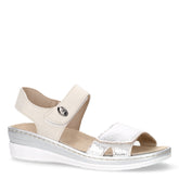 Sandalo in ecopelle con zeppa beige argento | Boscaini Scarpe