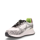 Sneaker in pelle e tessuto bianco nero fucsia | Boscaini Scarpe