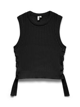 Top in maglia a coste senza maniche nero | Boscaini Scarpe