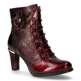 Stivaletto stringato in pelle con tacco vino | Boscaini Scarpe