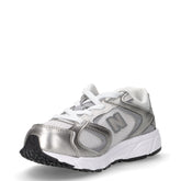 408 sneaker in tessuto ed ecopelle argento metallizzato | Boscaini Scarpe