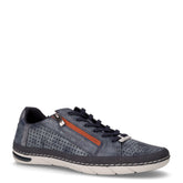 Sneaker in ecopelle traforata con zip blu scuro | Boscaini Scarpe
