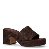 Ciabatta in rafia con tacco mocca | Boscaini Scarpe