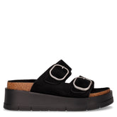 Ciabatta in tessuto con zeppa nero | Boscaini Scarpe