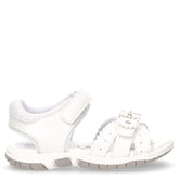 Sandalo in ecopelle con fiori bambina bianco | Boscaini Scarpe