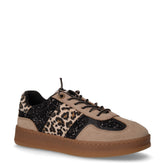 Sneaker in ecopelle e tessuto leopardo nero | Boscaini Scarpe