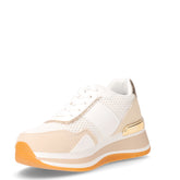 Sneaker in ecopelle e tessuto con zeppa beige nabuk | Boscaini Scarpe