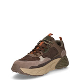 Groove sneaker in pelle e tessuto marrone scuro | Boscaini Scarpe