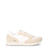 Ally Studs sneaker bambina in pelle e tessuto bianco beige | Boscaini Scarpe