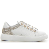 Sneaker con strass bianco platino | Boscaini Scarpe