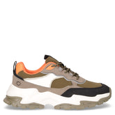 Sneaker in ecopelle e tessuto verde kaki | Boscaini Scarpe