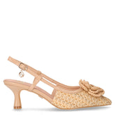 Slingback con tacco a punta in ecopelle cammello | Boscaini Scarpe