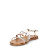 Sandalo in ecopelle con strass bianco | Boscaini Scarpe