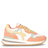 Tally sneaker in pelle e tessuto albicocca bianco menta | Boscaini Scarpe