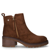 Stivaletto in tessuto scamosciato con tacco taupe | Boscaini Scarpe
