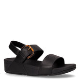 Sandalo con zeppa in pelle e gomma nero | Boscaini Scarpe
