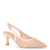 Slingback in rafia ed ecopelle con tacco rosa | Boscaini Scarpe