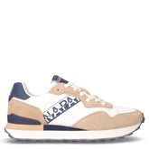 Sneaker in pelle e tessuto bianco navy | Boscaini Scarpe