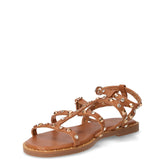 Sandalo alla schiava in ecopelle con borchie cammello | Boscaini Scarpe