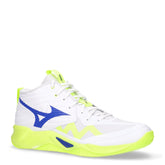 Wave Momentum Pro Mid scarpa da pallavolo in tessuto ed ecopelle bianco giallo blu | Boscaini Scarpe