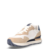 Sneaker in pelle e tessuto bianco navy | Boscaini Scarpe