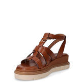 Sandalo in pelle con zeppa cognac | Boscaini Scarpe