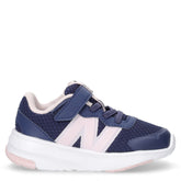 578 sneaker in tessuto ed ecopelle bambina navy rosa | Boscaini Scarpe