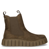 Stivaletto in tessuto con platform kaki | Boscaini Scarpe