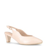 Slingback in pelle con tacco crema perlato | Boscaini Scarpe