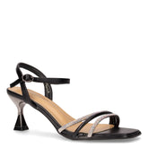 Sandalo in ecopelle con strass e tacco nero | Boscaini Scarpe