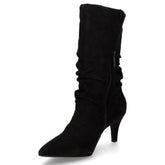 Tronchetto in tessuto scamosciato con zip nero | Boscaini Scarpe