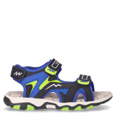 Sandalo in tessuto ed ecopelle bambino blu royal verde | Boscaini Scarpe