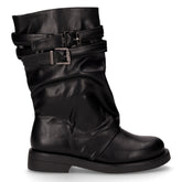 Stivaletto in ecopelle con fibbie decorative nero | Boscaini Scarpe