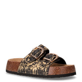 Ciabatta in rafia con platform nero beige | Boscaini Scarpe