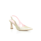 Décolleté a punta slingback platino glitter | Boscaini Scarpe