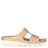 Ciabatta in ecopelle traforata con zeppa bronzo | Boscaini Scarpe