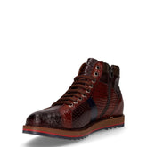 Stivaletto stringato con zip comb marrone bordeaux | Boscaini Scarpe