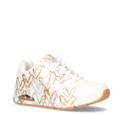 Uno Metallic love sneaker in ecopelle bianco oro | Boscaini Scarpe