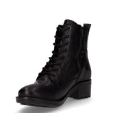 Stivaletto stringato in pelle con tacco nero | Boscaini Scarpe