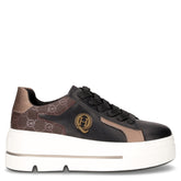 Sneaker in ecopelle con zeppa marrone nero | Boscaini Scarpe