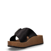 Ciabatta con zeppa in ecopelle nero | Boscaini Scarpe