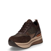 Sneaker in ecopelle e tessuto con zeppa marrone | Boscaini Scarpe